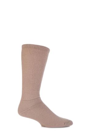 Mens 1 Pair HJ Hall Wool Diabetic Socks Beige 6-11