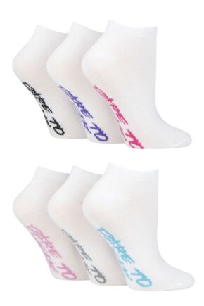 Women's 6 Pair SOCKSHOP Dare to Wear Patterned and Plain Trainer Socks Plain White 4-8