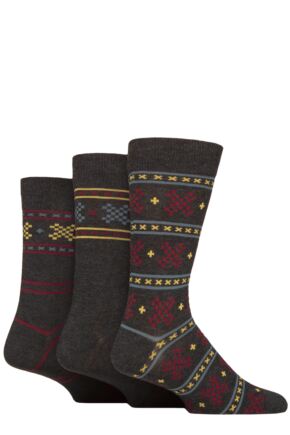 Mens 3 Pair Glenmuir Gift Tagged Patterned Bamboo Socks