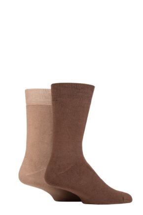 Mens 2 Pair Glenmuir Bamboo Cushioned Leisure Socks Brown / Light Brown 7-11 Mens