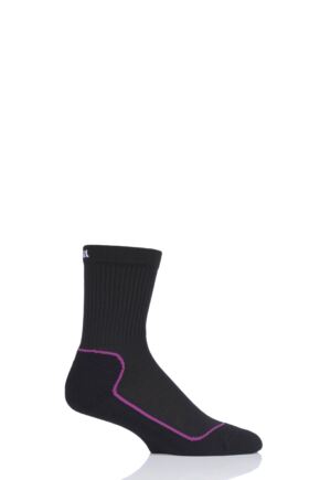 Boys and Girls 1 Pair UpHillSport  Kevo Jr Trekking 4 Layer M4 Socks Black / Purple 9-11.5 Kids (5-8 Years)