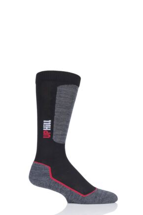 Boys and Girls 1 Pair UpHillSport Alpine Ski Pro 4-layer L3 Socks Black 2.5-3.5 Kids (9-12 Years)