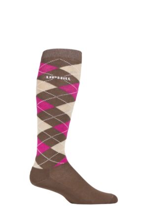 UpHillSport 1 Pair Organic Cotton Argyle Equestrian Socks Brown 8.5-11 Unisex