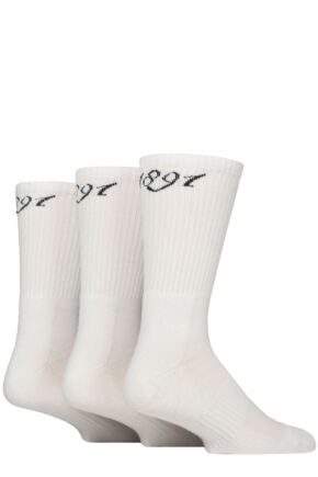 Mens 3 Pair Glenmuir Half Cushioned Bamboo Sports Socks White 1891 7-11 Mens