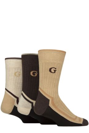 Mens 3 Pair Glenmuir Durable Boot Socks Brown / Beige 7-11 Mens