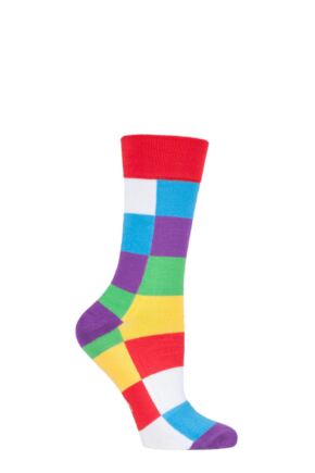 Mens Women's and Kids 1 Pair SOCKSHOP Friendship Friday with Elmer Patchwork Bamboo Socks