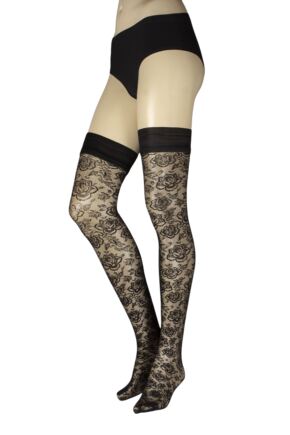 Women's 1 Pair Trasparenze Enif Flora Lace Hold Ups