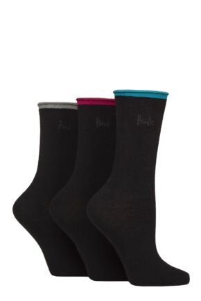 Women's 3 Pair Pringle Rebecca Contrast Roll Top Socks