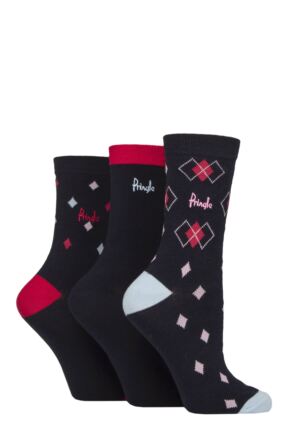 Women's 3 Pair Pringle Patterned Cotton Socks