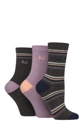 Women's 3 Pair Pringle Patterned Cotton Socks