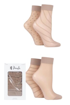 Women's 4 Pair Pringle Sheer Patterned Pop Socks