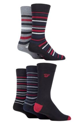 Mens 5 Pair Farah Patterned Striped and Argyle Cotton Socks