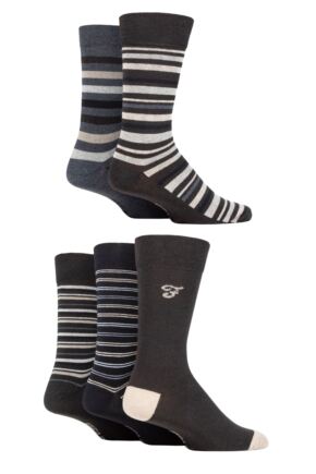 Mens 5 Pair Farah Patterned Striped and Argyle Cotton Socks Stripe Brown 6-11 Mens