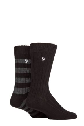 Mens 2 Pair Farah Bamboo Boot Socks