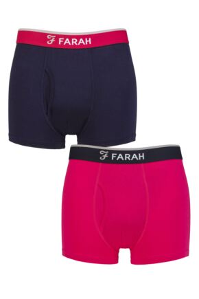 Mens 2 Pair Farah Plain and Stripe Bamboo Keyhole Trunks