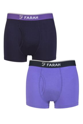 Mens 2 Pair Farah Plain and Stripe Bamboo Keyhole Trunks