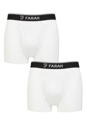 Mens 2 Pair Farah Plain and Stripe Bamboo Keyhole Trunks