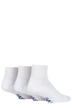 Mens 3 Pair SOCKSHOP IOMI FootNurse Cushioned Foot Gentle Grip Diabetic Ankle Socks White 6-8.5 Mens