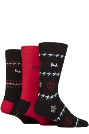 Mens Pringle 3 Pair Christmas Patterned Cotton Socks