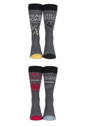 SOCKSHOP 4 Pair Game of Thrones Houses Targaryen, Stark, Lannister and Baratheon Socks