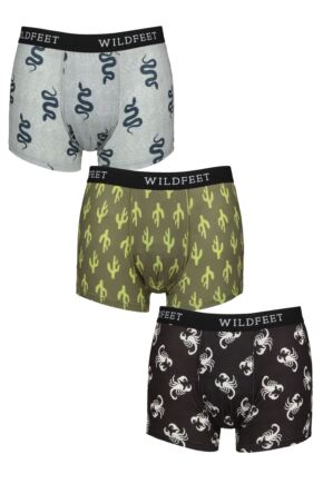 Mens 3 Pack SOCKSHOP Wildfeet Patterned Trunks