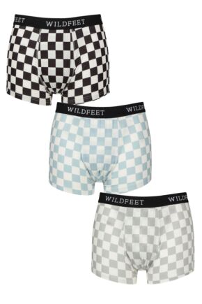 Mens 3 Pack SOCKSHOP Wildfeet Patterned Trunks Checkers M