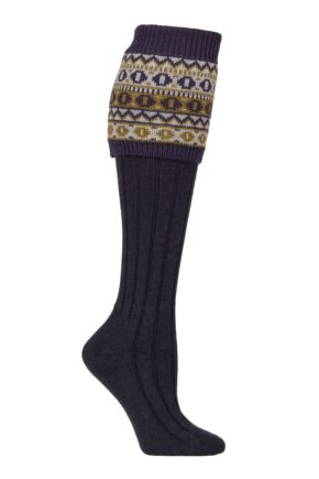 Women's 1 Pair HJ Hall UK Made Fairisle Merino Wool Shooting Knee High Socks