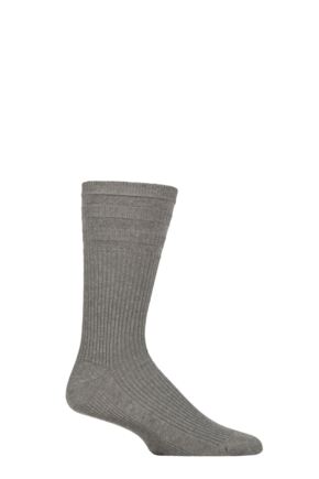 Mens 1 Pair HJ Hall Original Cotton Softop Socks Mid Grey Melange 11-13