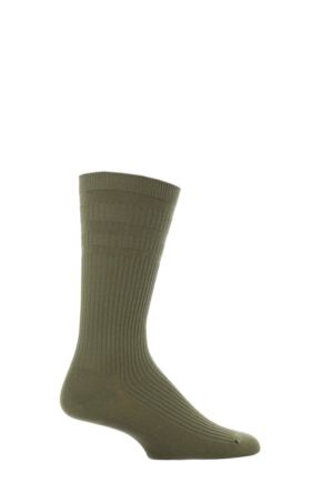 Mens 1 Pair HJ Hall Original Cotton Softop Socks Olive 6-11