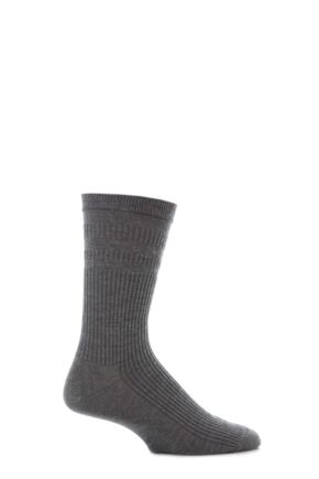 Mens 1 Pair HJ Hall Original Wool Softop Socks Mid Grey 11-13