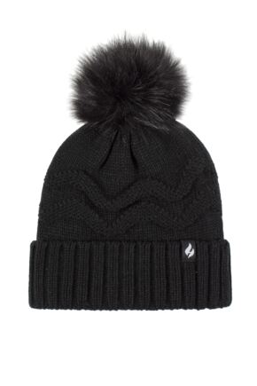 Women's 1 Pack Heat Holders Cotswolds Turnover Pom Pom Hat