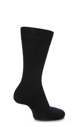 Mens 1 Pair Falke Sensitive Berlin Virgin Wool Left and Right Socks With Comfort Cuff Dark Navy 39-42