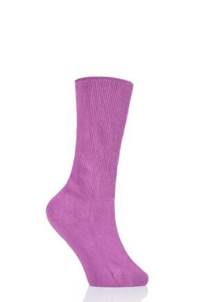 Ladies 1 Pair Iomi Footnurse Oedema Extra Wide Cotton Socks Pink 4-7