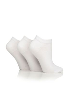 Ladies 3 Pair Iomi Footnurse Gentle Grip Diabetic Cotton Trainer Socks White 4-8