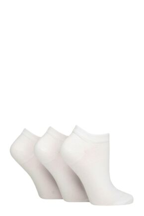 Women's 3 Pair Iomi Footnurse Gentle Grip Diabetic Cotton Trainer Socks White 4-8