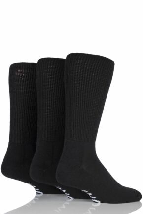 Mens 3 Pair Iomi Footnurse Gentle Grip Cushioned Foot Diabetic Socks Black 12-14 Mens