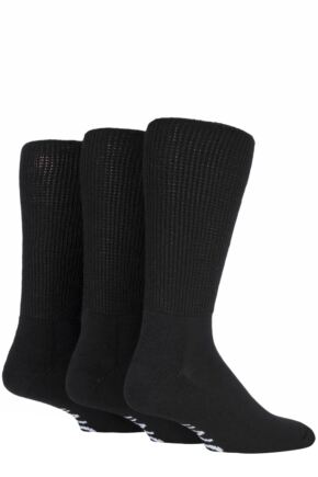 Mens 3 Pair IOMI FootNurse Gentle Grip Cushioned Foot Diabetic Socks Black 12-14 Mens