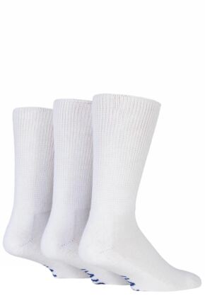 Mens 3 Pair IOMI FootNurse Gentle Grip Cushioned Foot Diabetic Socks White 12-14 Mens