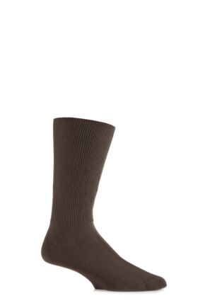 Mens 1 Pair Iomi Footnurse Oedema Extra Wide Cotton Socks Brown 12-14