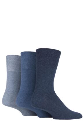 Mens 3 Pair IOMI FootNurse Gentle Grip Diabetic Socks Blue 6-11