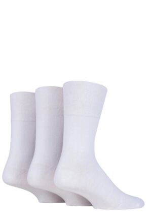 Mens 3 Pair IOMI FootNurse Gentle Grip Diabetic Socks White 6-11