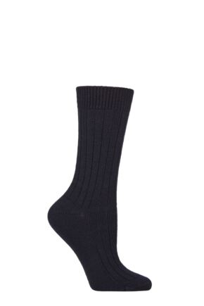 Women's 1 Pair Pantherella Rachel Rib Merino Wool Socks Navy 4-7 Womens