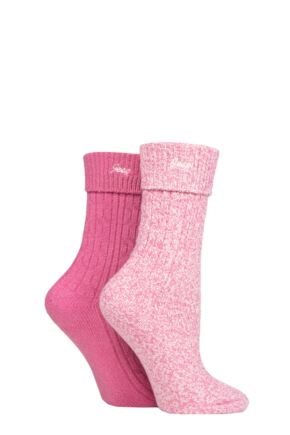 Ladies 2 Pair Jeep Super Soft Turn Over Top Polyester Boot Socks