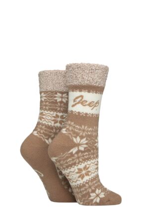 Women's 2 Pair Jeep Fairisle Thermal Soft Top Boot Socks