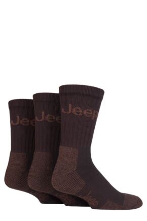 Mens 3 Pair Jeep Luxury Terrain Boot Socks Brown 6-11 Mens