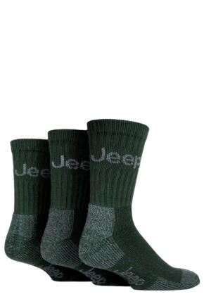 Mens 3 Pair Jeep Luxury Terrain Boot Socks Forest Green 6-11 Mens