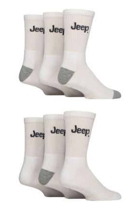 Mens 6 Pair Jeep Cushioned Performance Crew Sports Socks