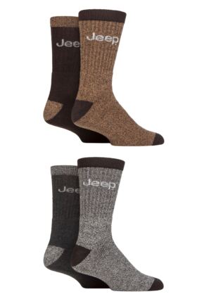 Mens 4 Pair Jeep Marl Regenerated Cotton Boot Socks