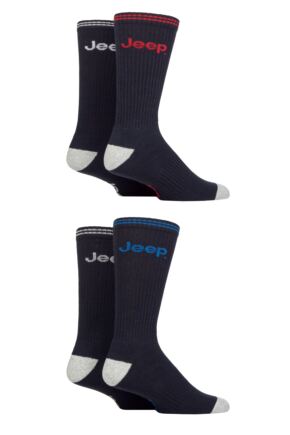 Mens 4 Pair Jeep Cushioned Crew Sports Socks