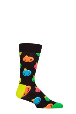 Mens and Women's 1 Pair Happy Socks Jingle Smiley Socks